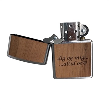 Zippo lighter valnød med navn